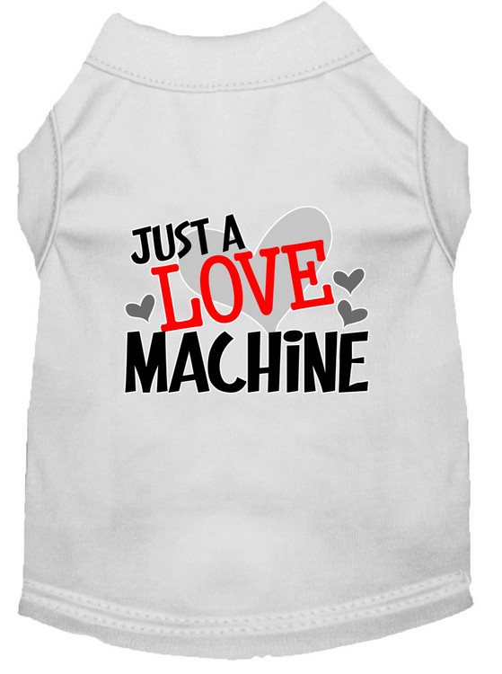 Love Machine Screen Print Dog Shirt White XL